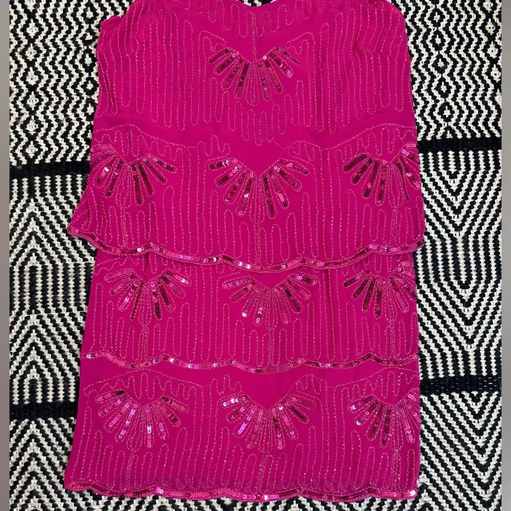 Laundry by Shelli‎ Segal Hot Pink Sequin Beaded Mini Dress • Size 6 Homecoming - Picture 12 of 13
